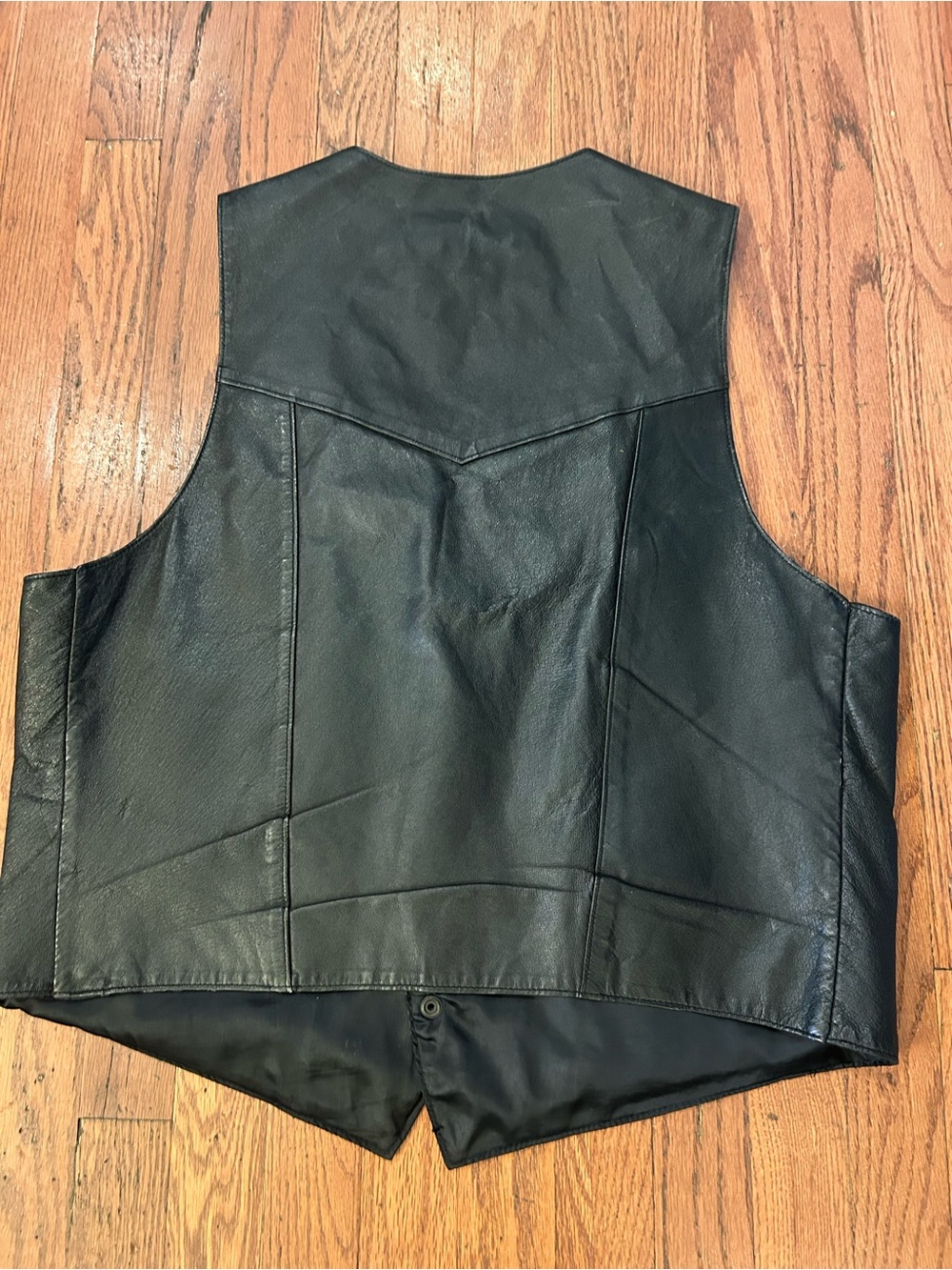 Vintage Western Rodeo Men’s XL Black Leather Cowboy Vest - Picture 4 of 4